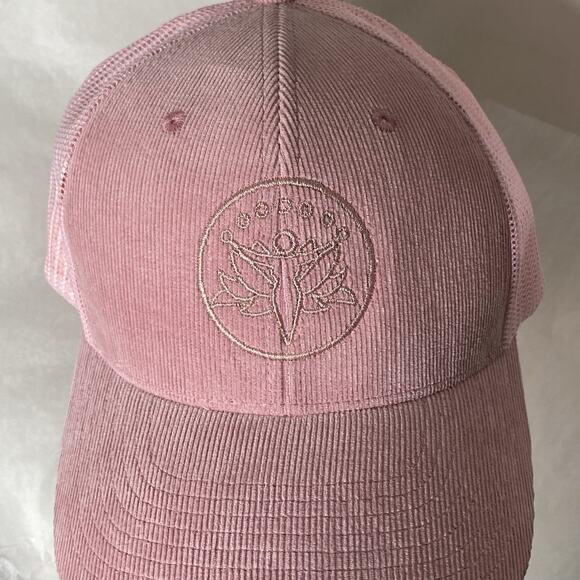 Pit Bull Cambridge Pink Corduroy Mesh Trucker Hat Y2K Embroidered Celestial Boho - Picture 6 of 7